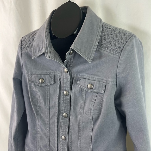 Tribal Jeans Womens Jean Jacket Denim Woven Shoulder Collar Pockets size - Picture 9 of 12